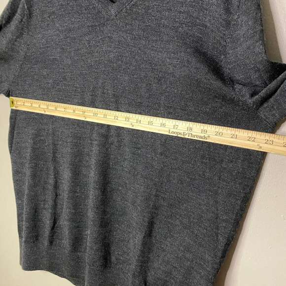 Men V-Neck Merino Wool Sweater XL navy blue LANDS END casual cozy warm soft - Picture 6 of 7